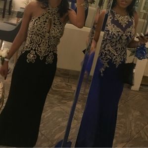 Black Beaded top prom dress